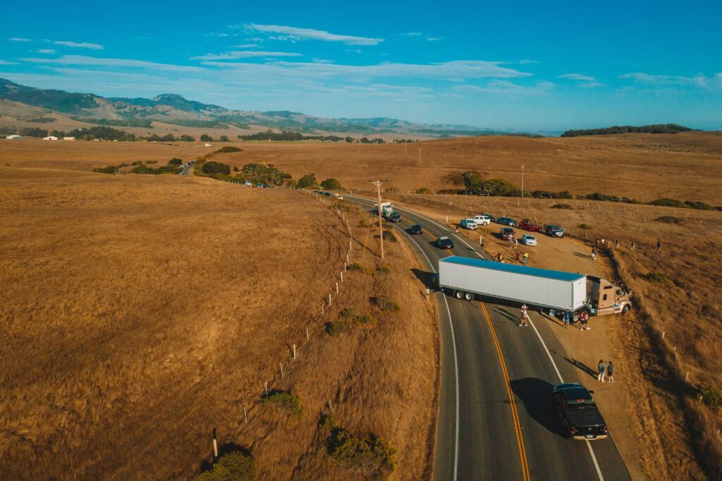 Truck accident leaving the driver in need of a trucking accident lawyer.