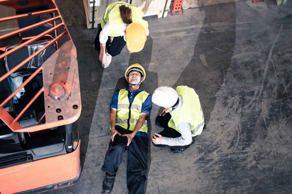 Man falling on the job looking for workers compensation. 